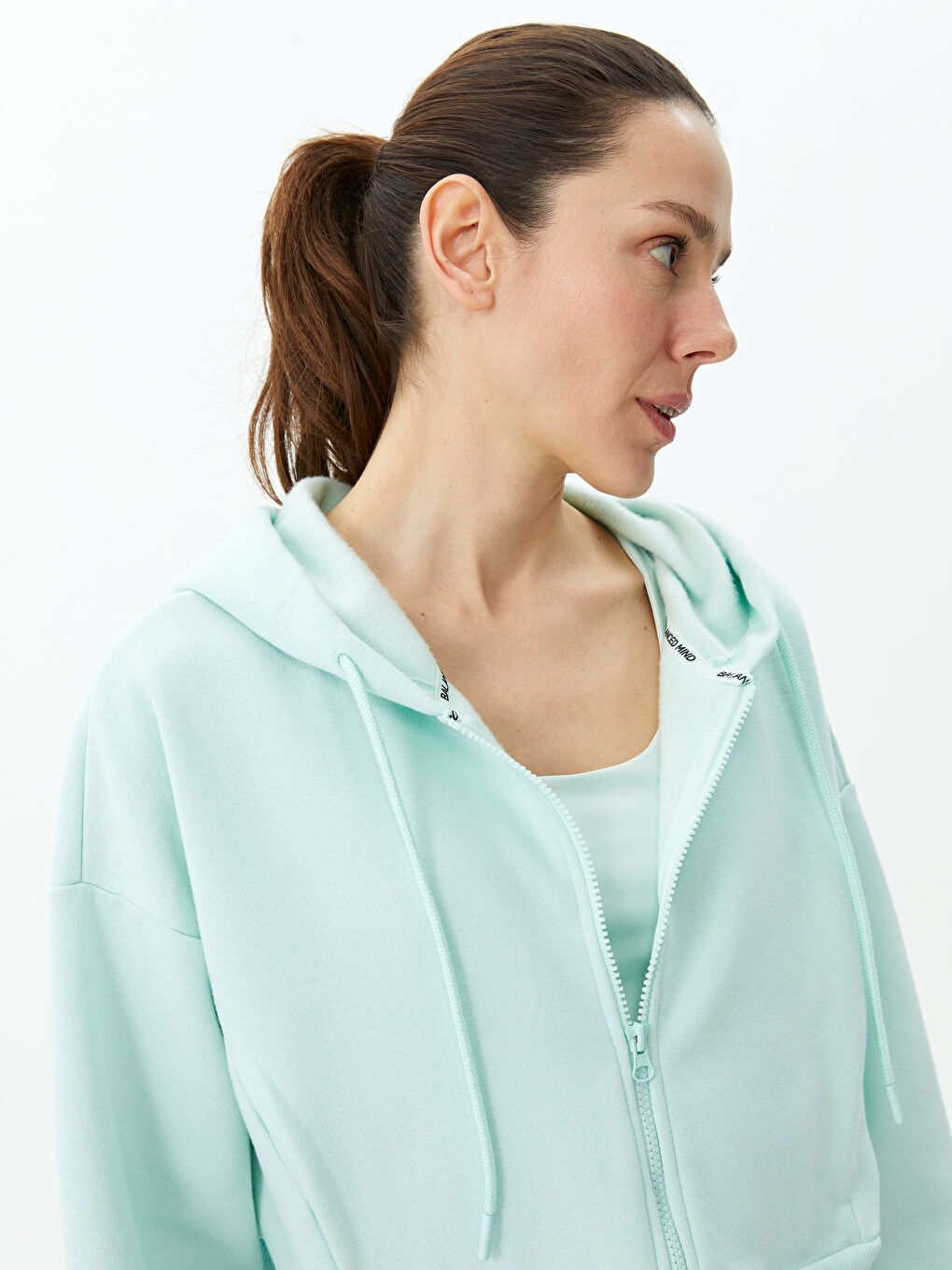 Women's Hooded Plain Long Sleeve Sport Cardigan -S3EA09Z8-FUE