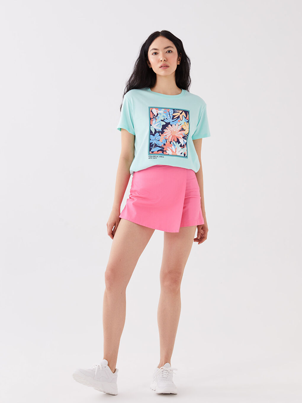 Crew Neck Printed Short Sleeve Women's T-Shirt-2