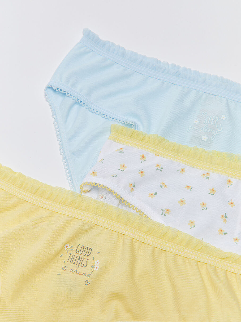 LCW Kids Sari Baskılı Pamuklu Kız Çocuk Külot 3'lü - 1