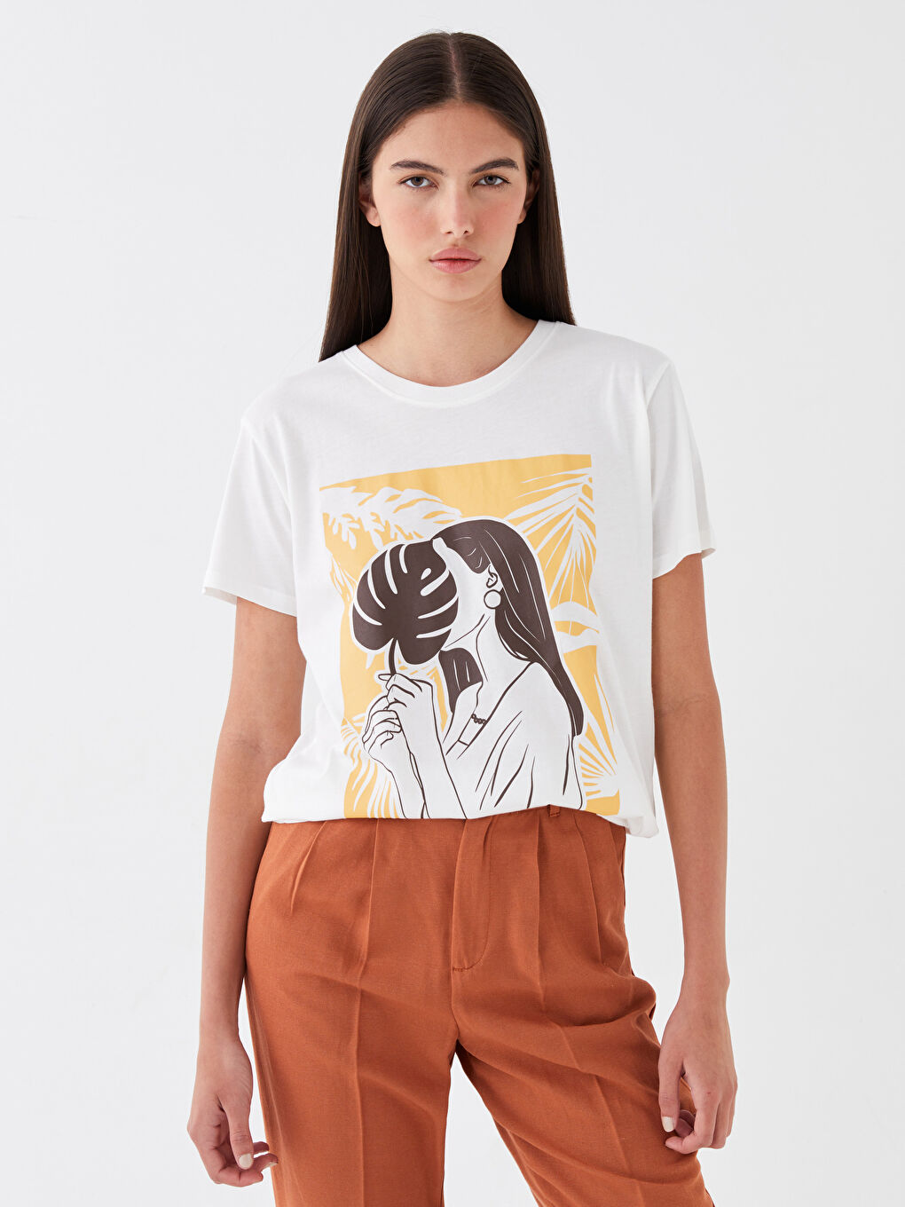 Crew Neck Printed Short Sleeve Women's T-Shirt