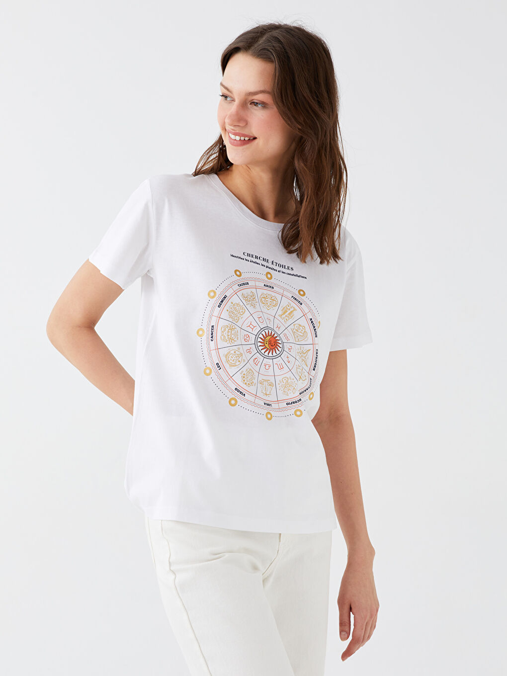 Crew Neck Printed Short Sleeve Women's T-Shirt