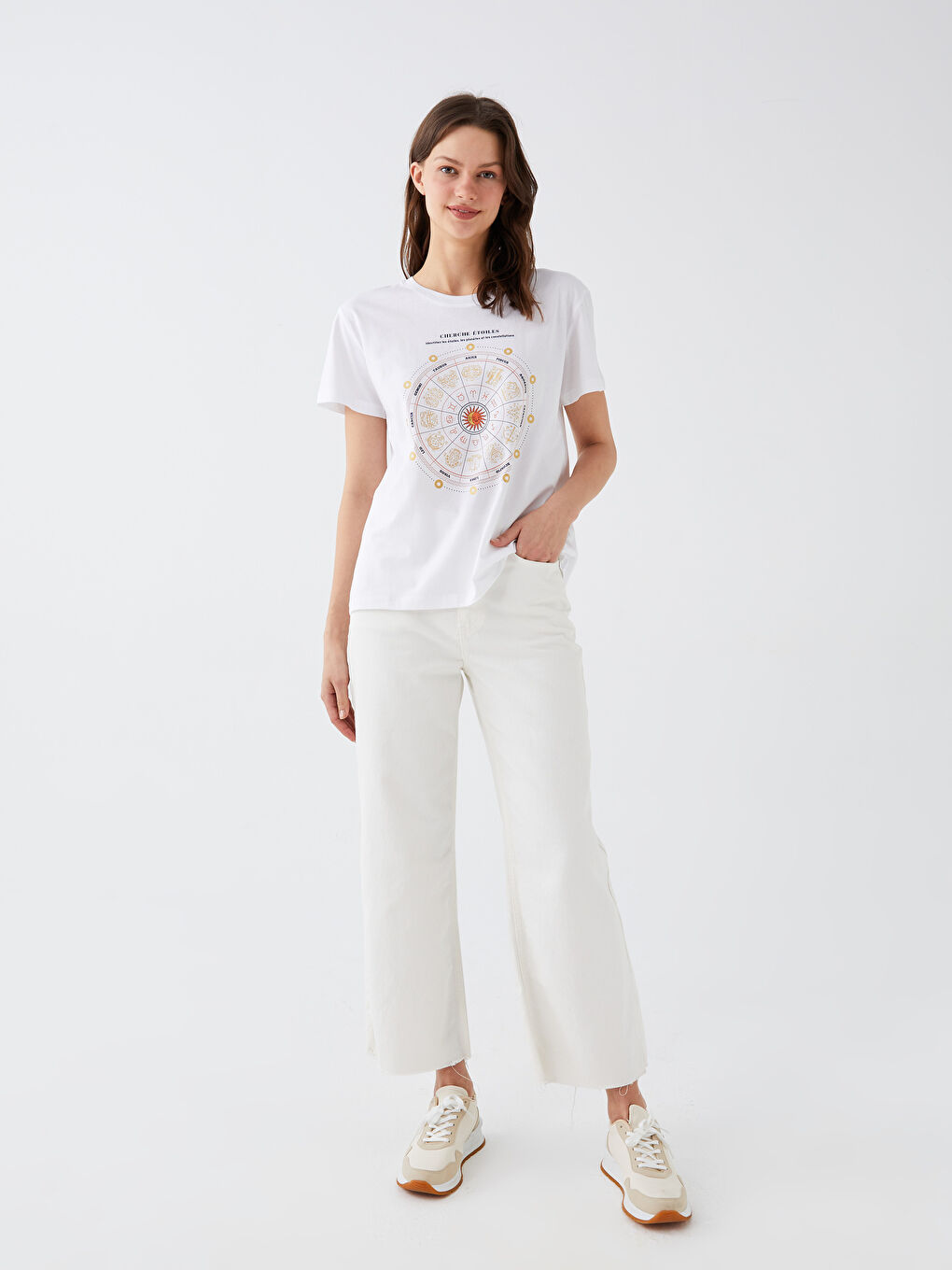 Crew Neck Printed Short Sleeve Women's T-Shirt-2