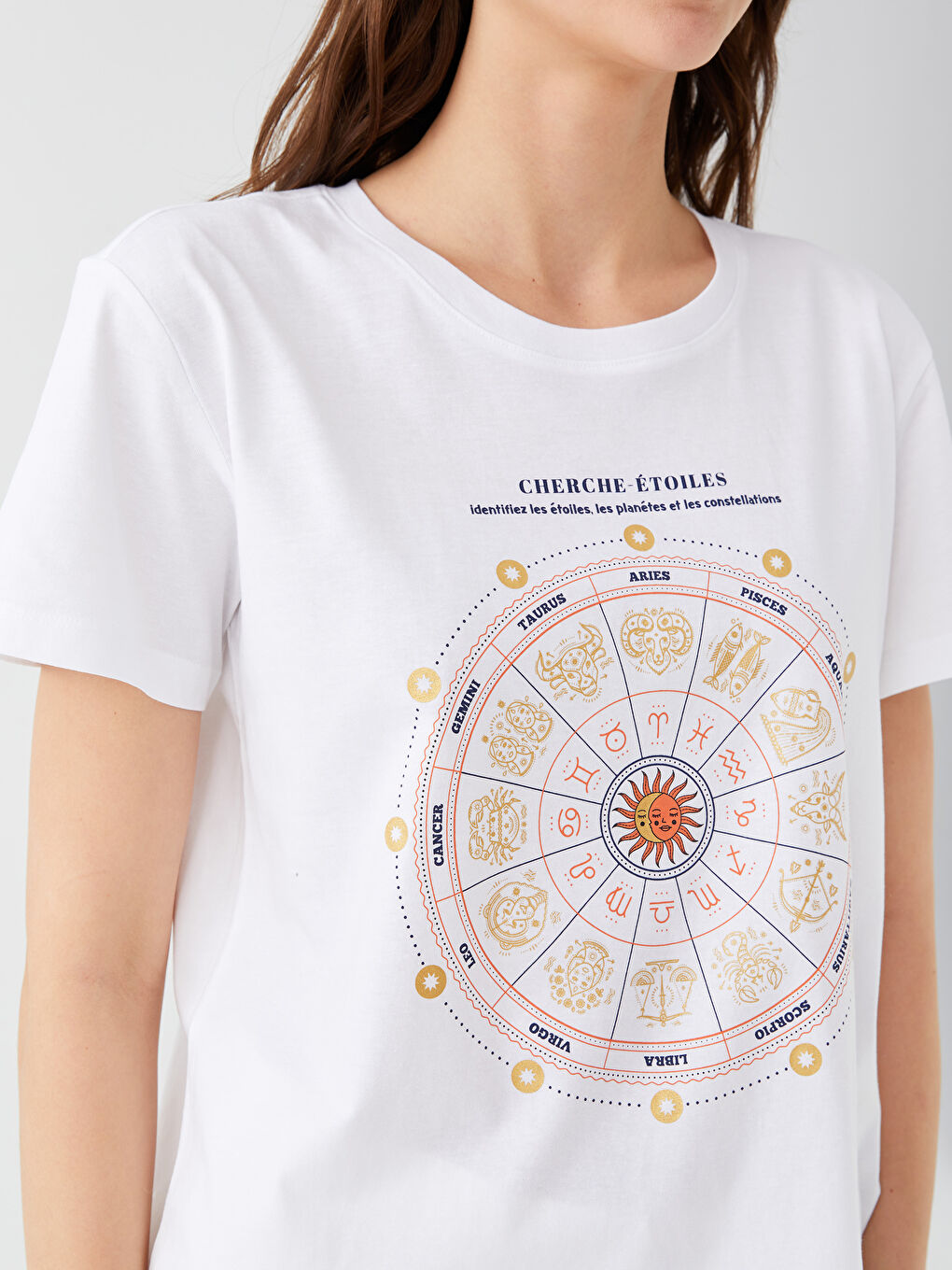 Crew Neck Printed Short Sleeve Women's T-Shirt-3