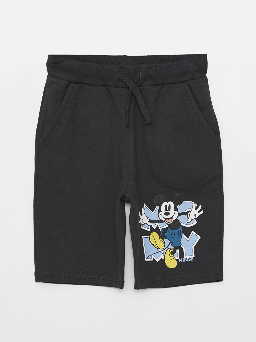 Turkuaz Bisiklet Yaka Mickey Mouse Baskılı Kısa Kollu Erkek Çocuk Tişört ve Şort-2