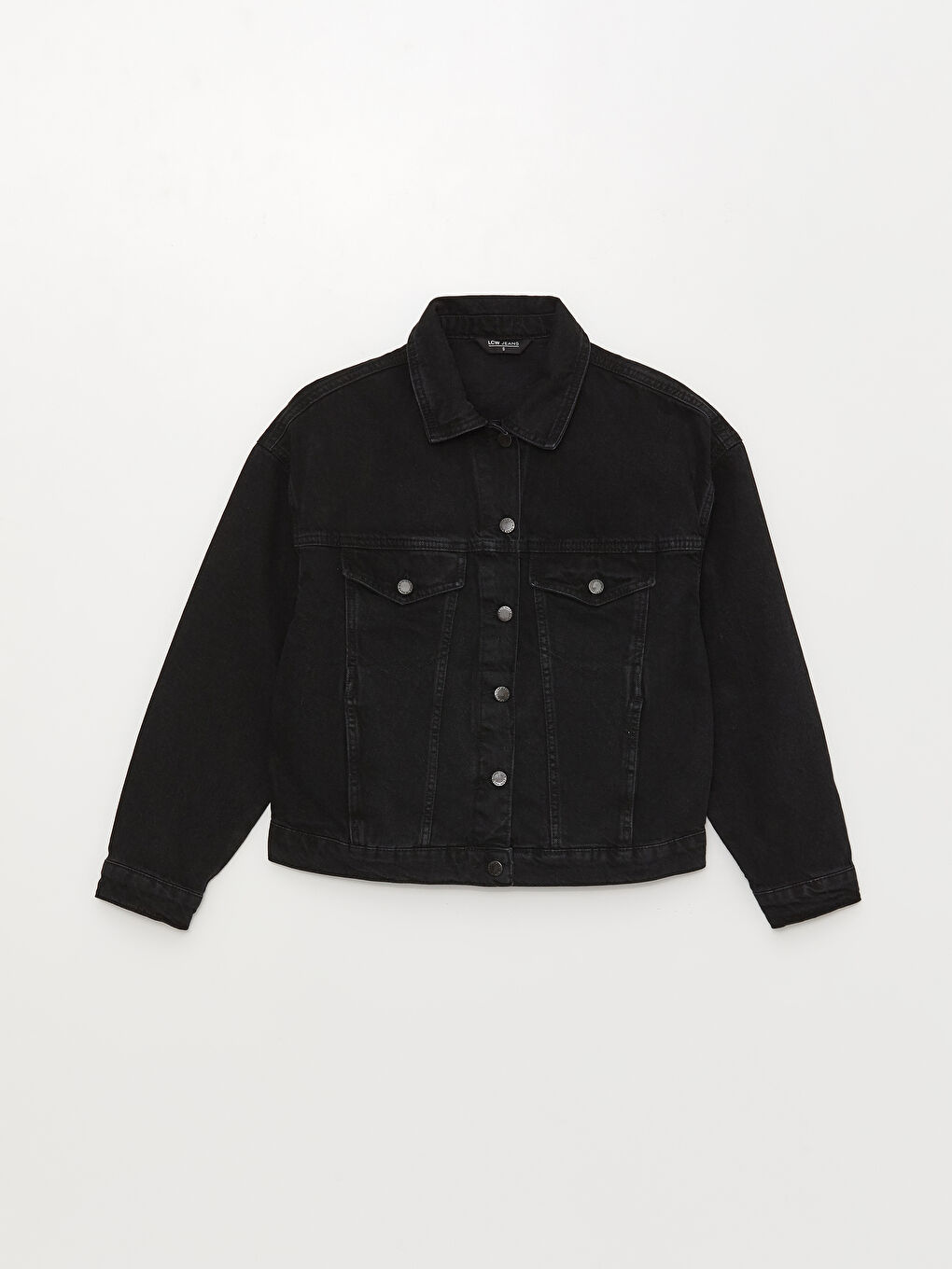 Geacă din Denim pentru Femei cu Guler de Cămașă și Mânecă Lungă-5