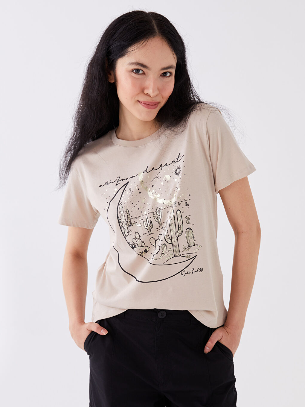 Crew Neck Printed Short Sleeve Women's T-Shirt