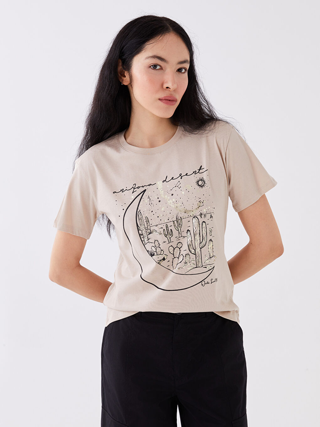 LCW Vision Crew Neck Printed Short Sleeve Women's T-Shirt