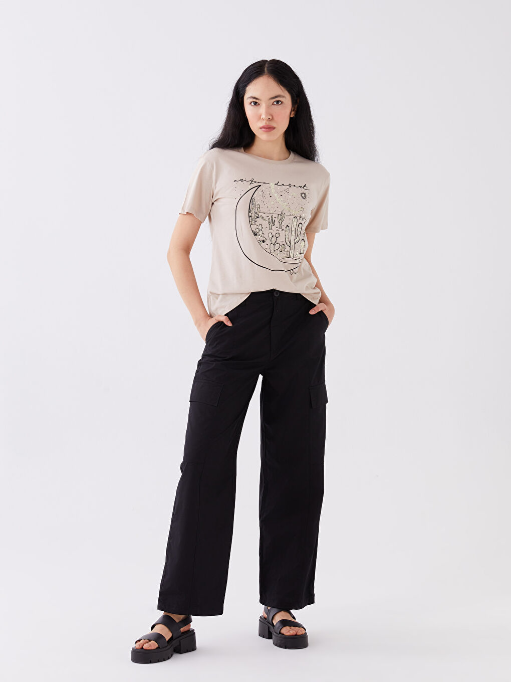 Crew Neck Printed Short Sleeve Women's T-Shirt-2