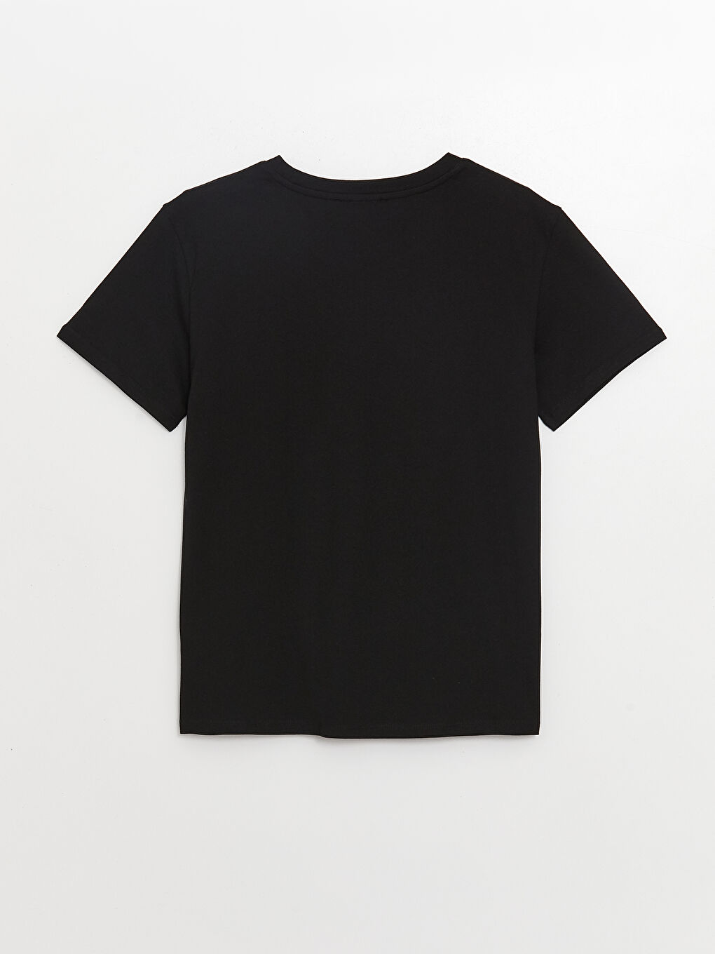 Siyah Bisiklet Yaka Baskılı Kısa Kollu Kadın Tişört-6