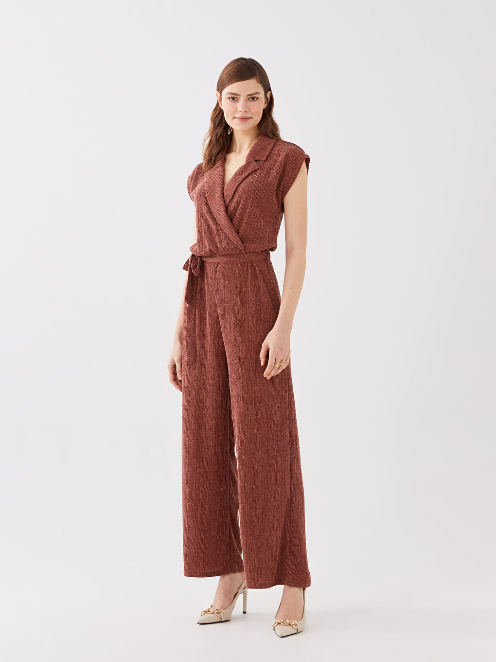 Women's Double Breasted Collar Straight Jumpsuit -S3EA69Z8-HKR