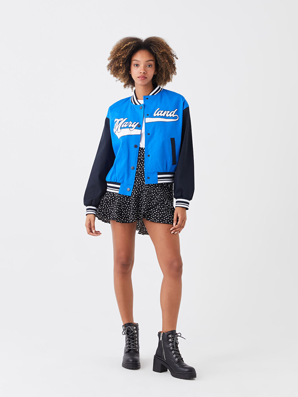 LCW Vision Embroidered Long Sleeve Oversize Women's College Jacket -S3EB03Z8-H2P
