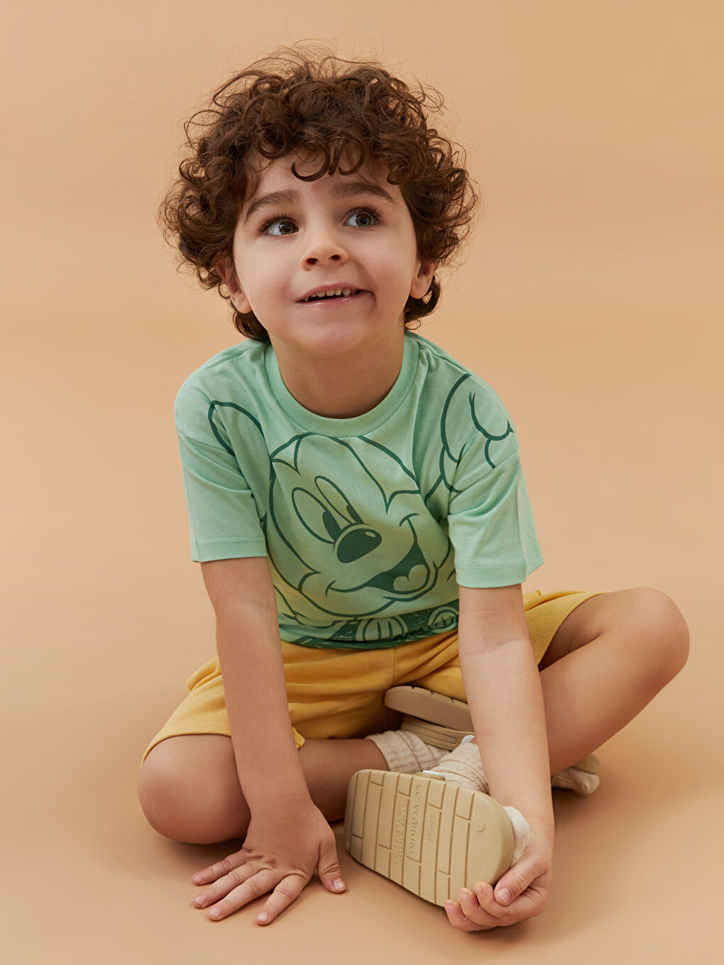 Crew Neck Short Sleeve Mickey Mouse Printed Baby Boys' T-Shirt-2
