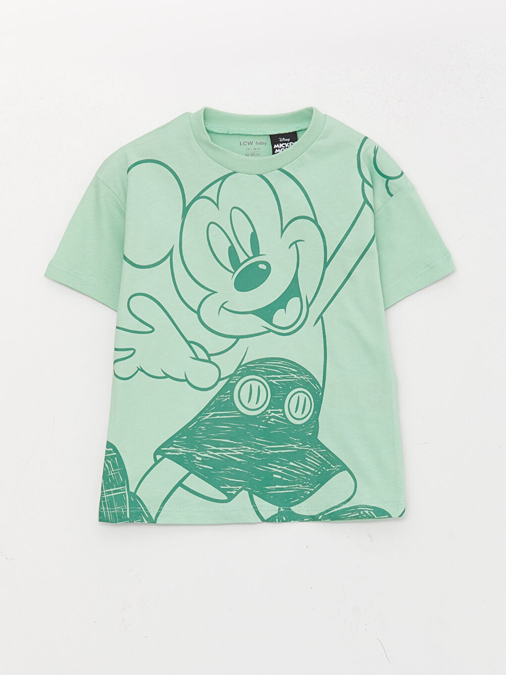 Crew Neck Short Sleeve Mickey Mouse Printed Baby Boys' T-Shirt-3