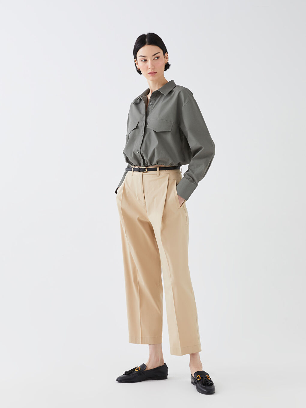LCW Vision Loose Fit Plain Twill Women's Trousers -S3EB13Z8-FJC