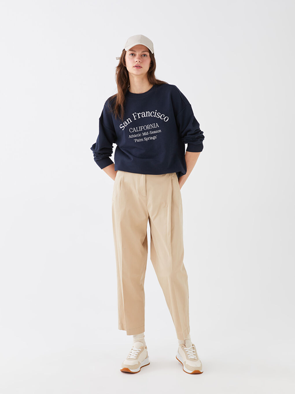 LCW Vision Loose Fit Plain Twill Women's Trousers -S3EB13Z8-FJC