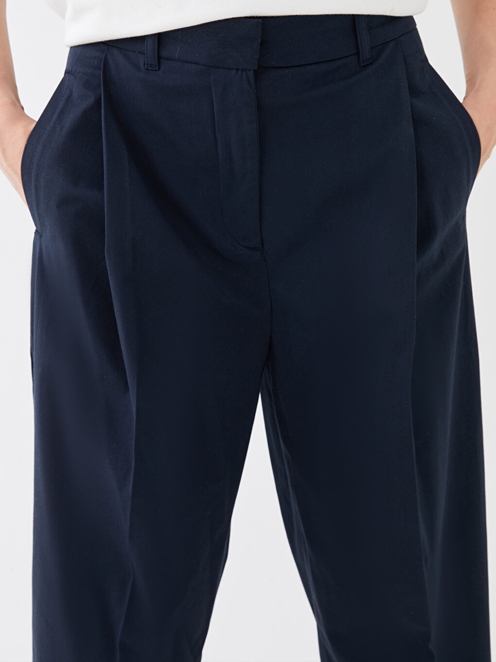 بنطلون سادة تويل واسع للسيدات-2