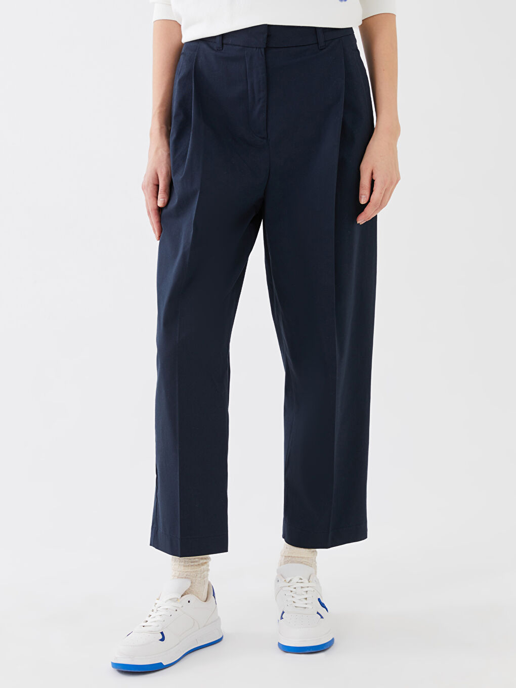 بنطلون سادة تويل واسع للسيدات-3