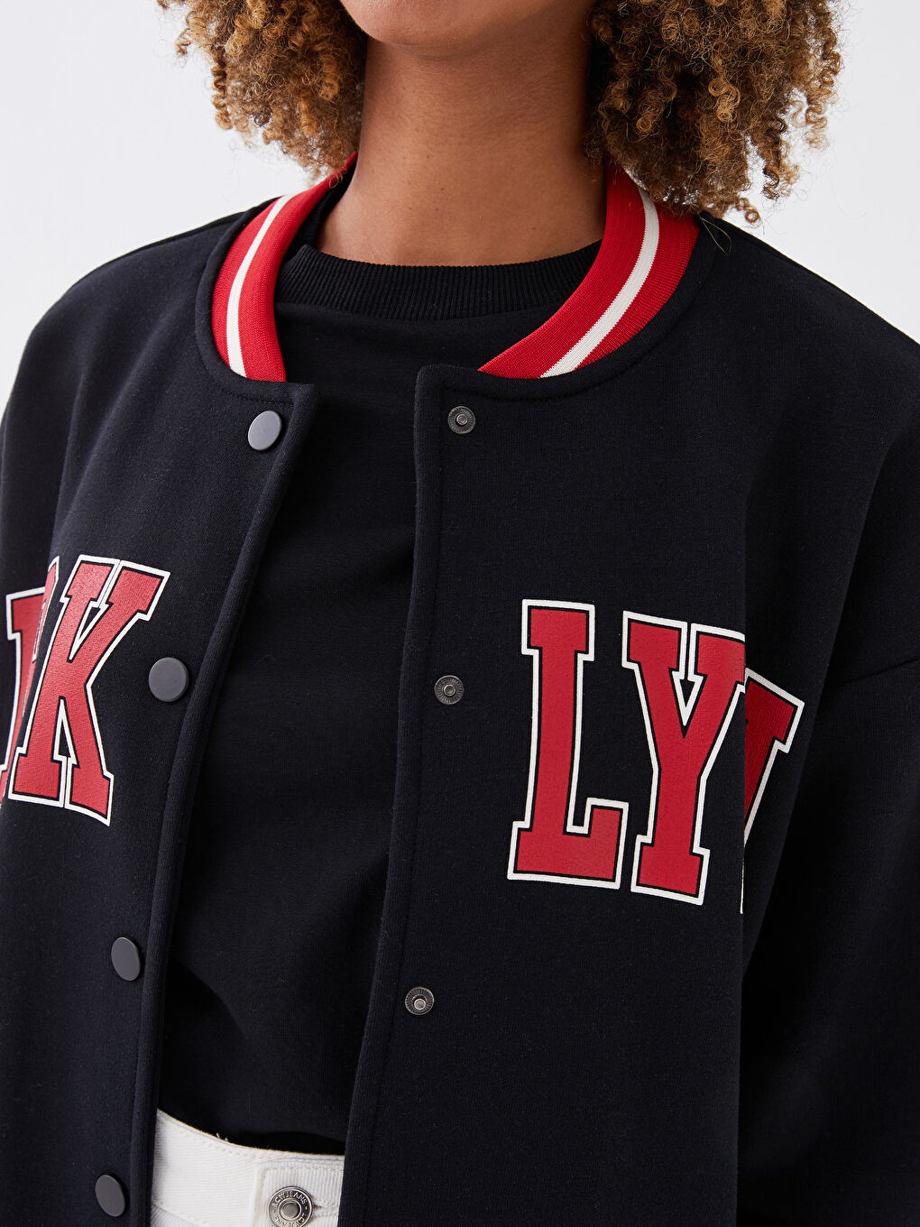 Geacă Colegiu Brodată cu Mâneci Lungi pentru Femei-5