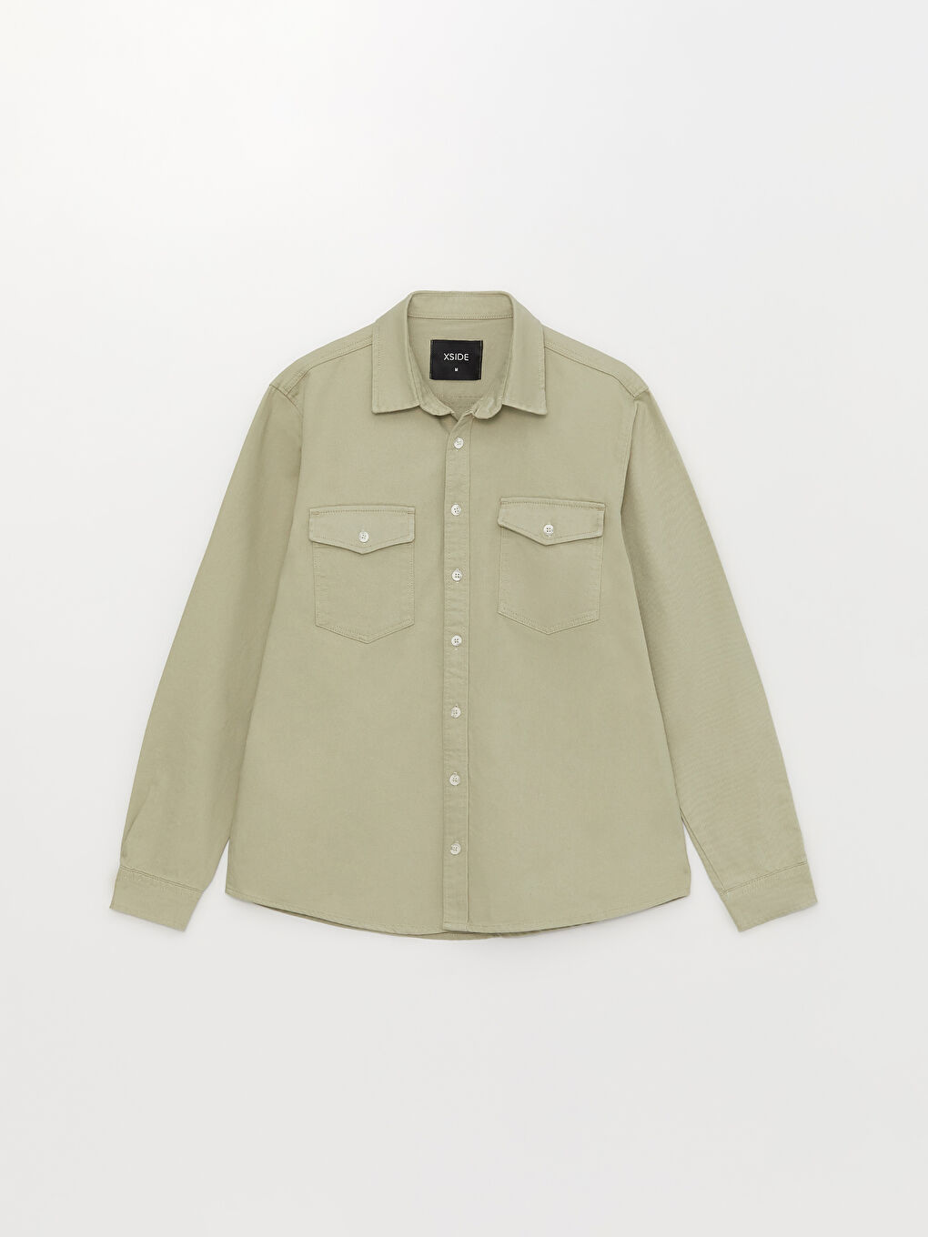 Yeşil Regular Fit Uzun Kollu Erkek Jean Gömlek-5