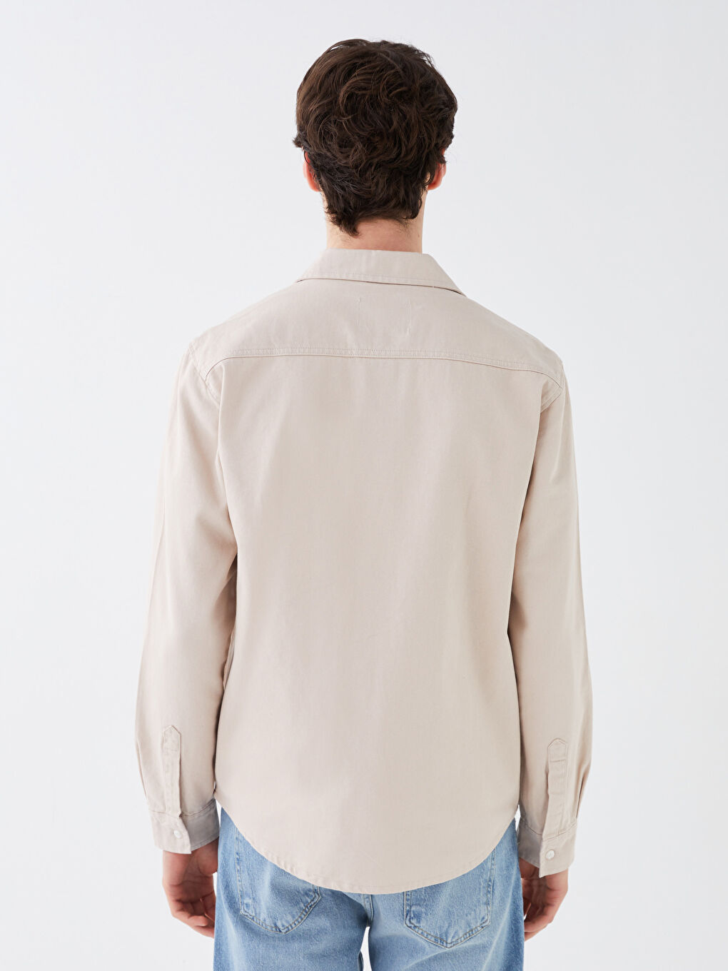 Regular Fit Long Sleeve Men's Jean Shirt -S3EB35Z8-S4M
