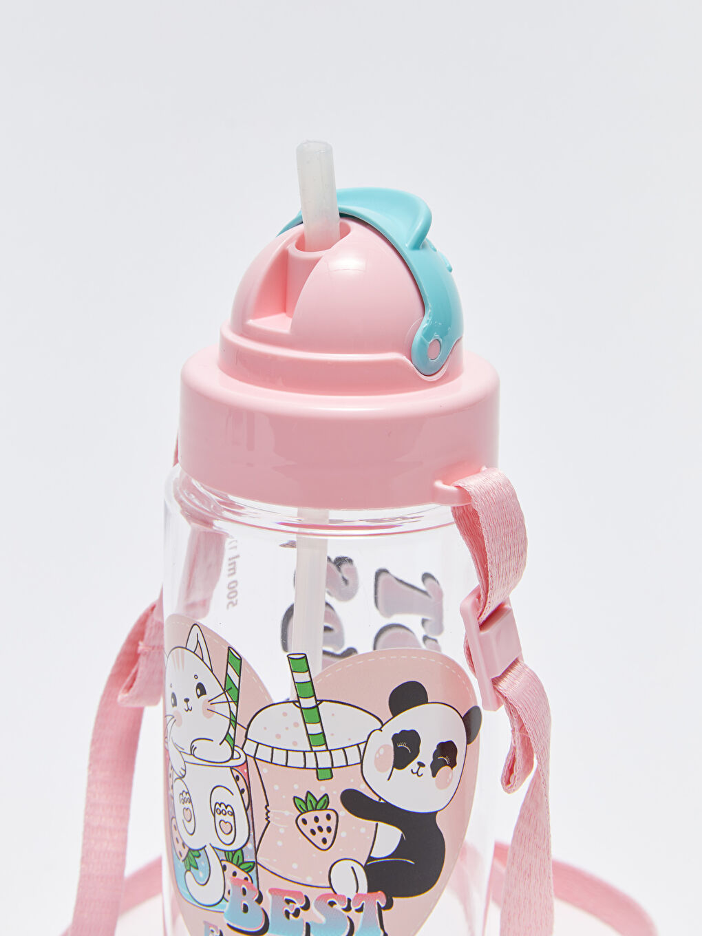 Karışık Baskılı Pipetli Kız Çocuk Suluk 500 ml-1