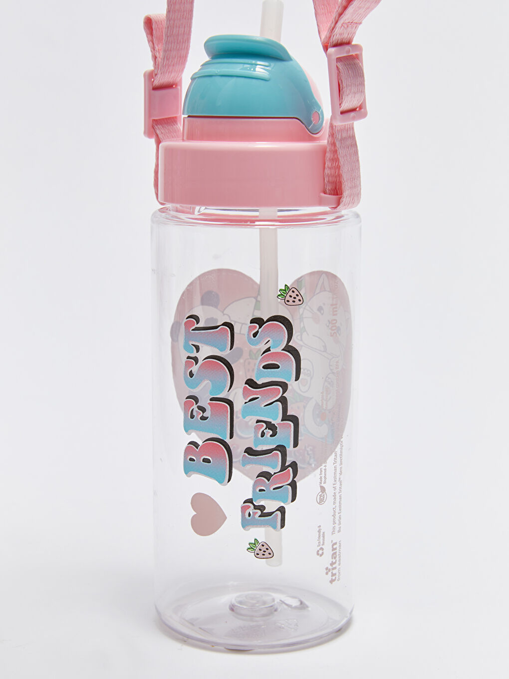 Karışık Baskılı Pipetli Kız Çocuk Suluk 500 ml-2