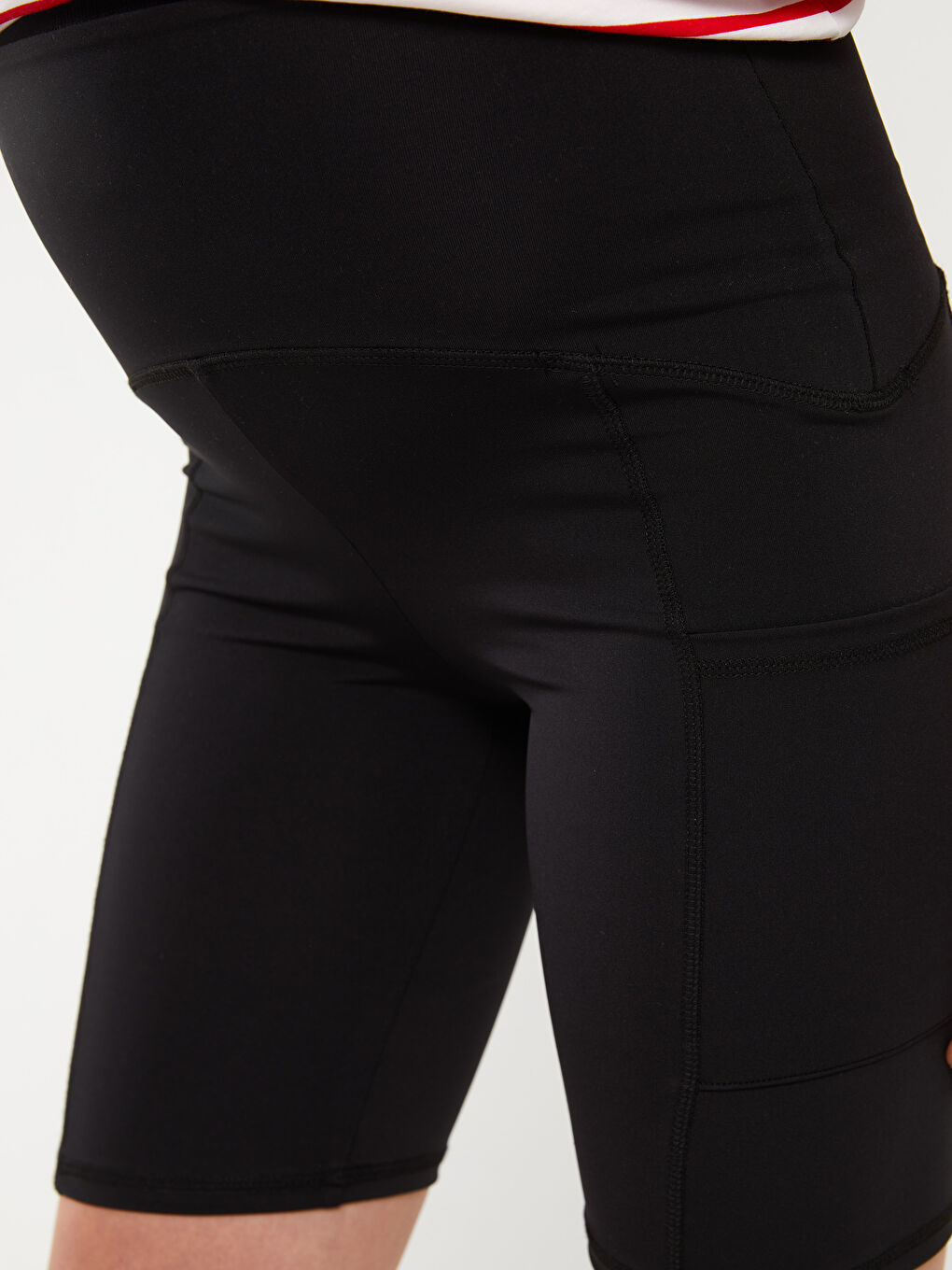 Elastic Waist Plain Interlock Maternity Biker Shorts Tights -S3EB99Z8-CVL