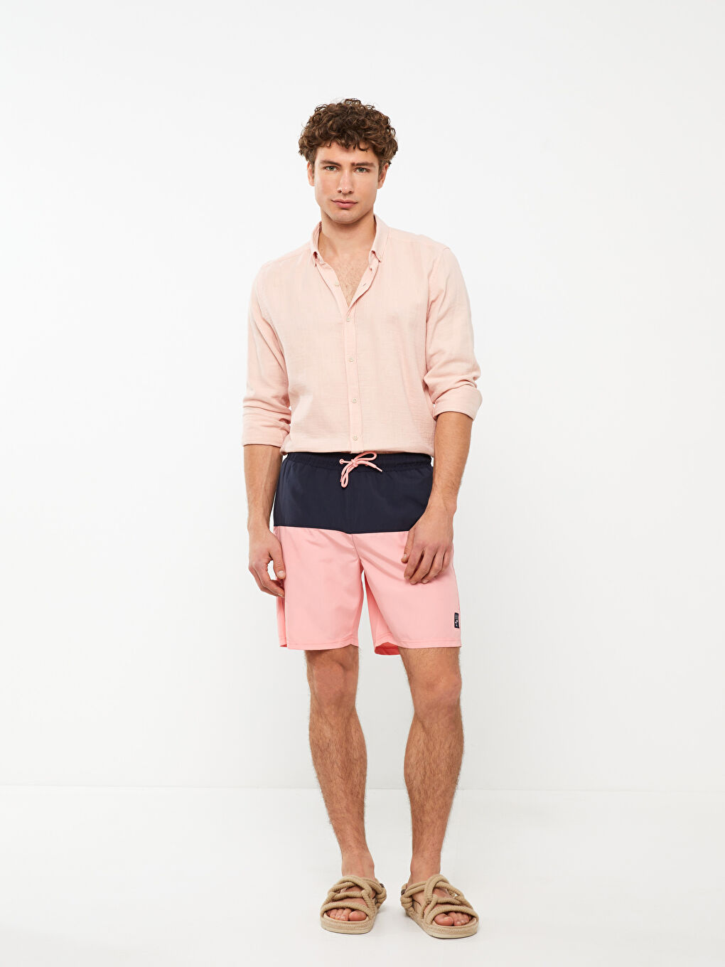 Men's Knee-Length Color-Blocked Swim Shorts -S3EC02Z8-QY3