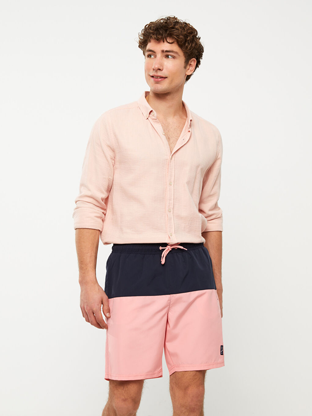 Men's Knee-Length Color-Blocked Swim Shorts -S3EC02Z8-QY3