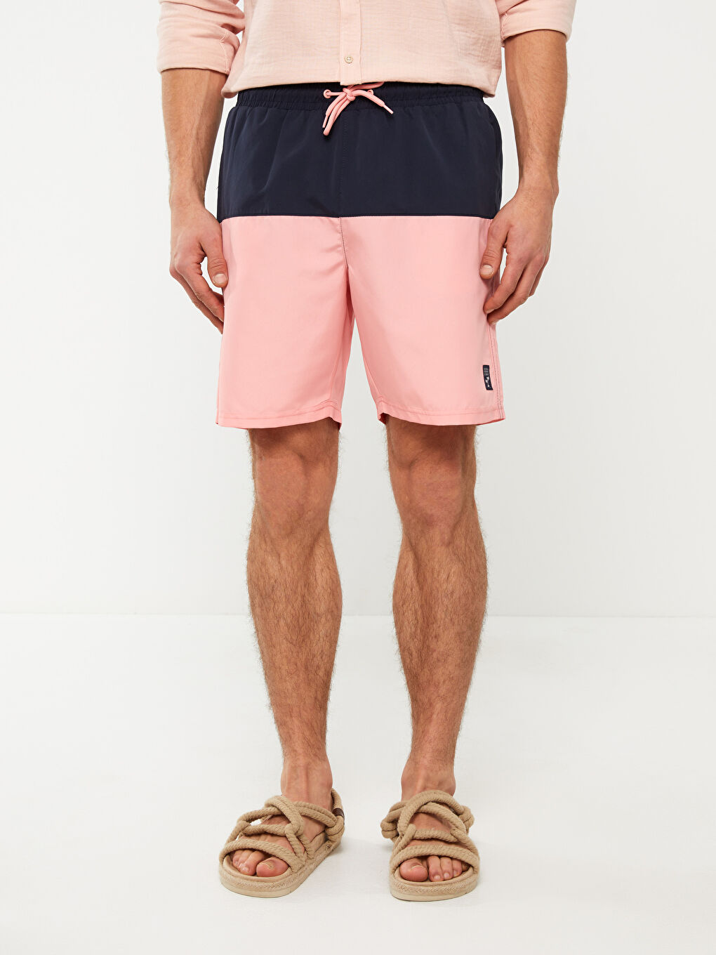 Men's Knee-Length Color-Blocked Swim Shorts -S3EC02Z8-QY3