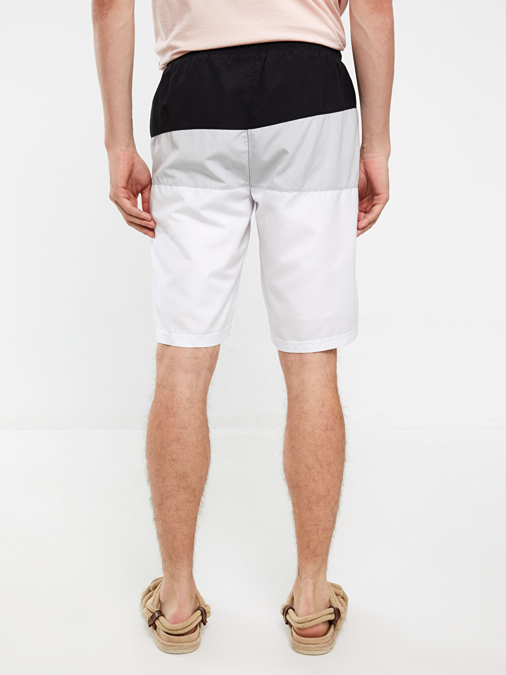 Men's Knee-Length Color-Blocked Swim Shorts-4