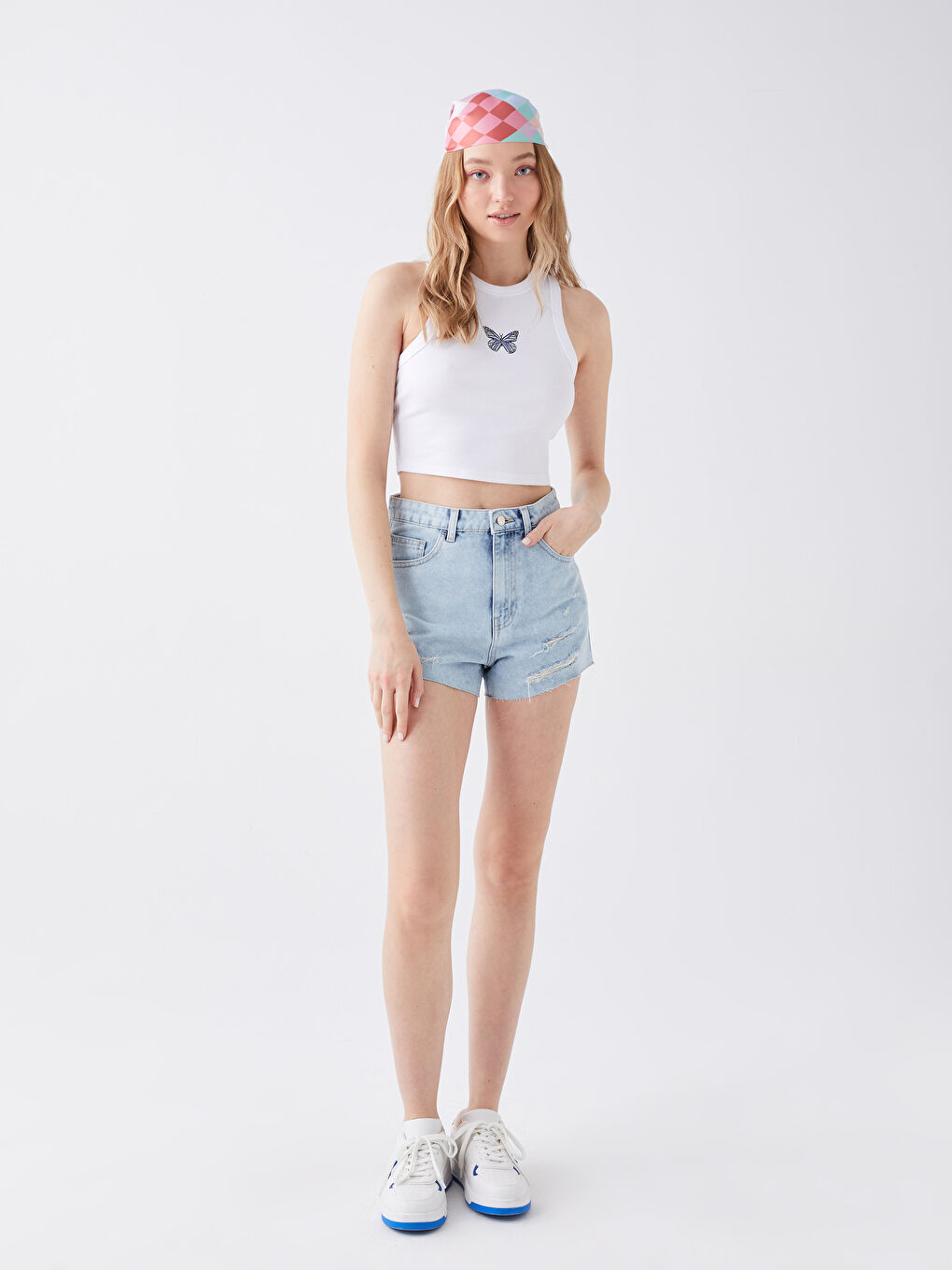 LCW Vision Rundhalsausschnitt Besticktes Bauchfreies Top für Damen -S3EC06Z8-Q6K