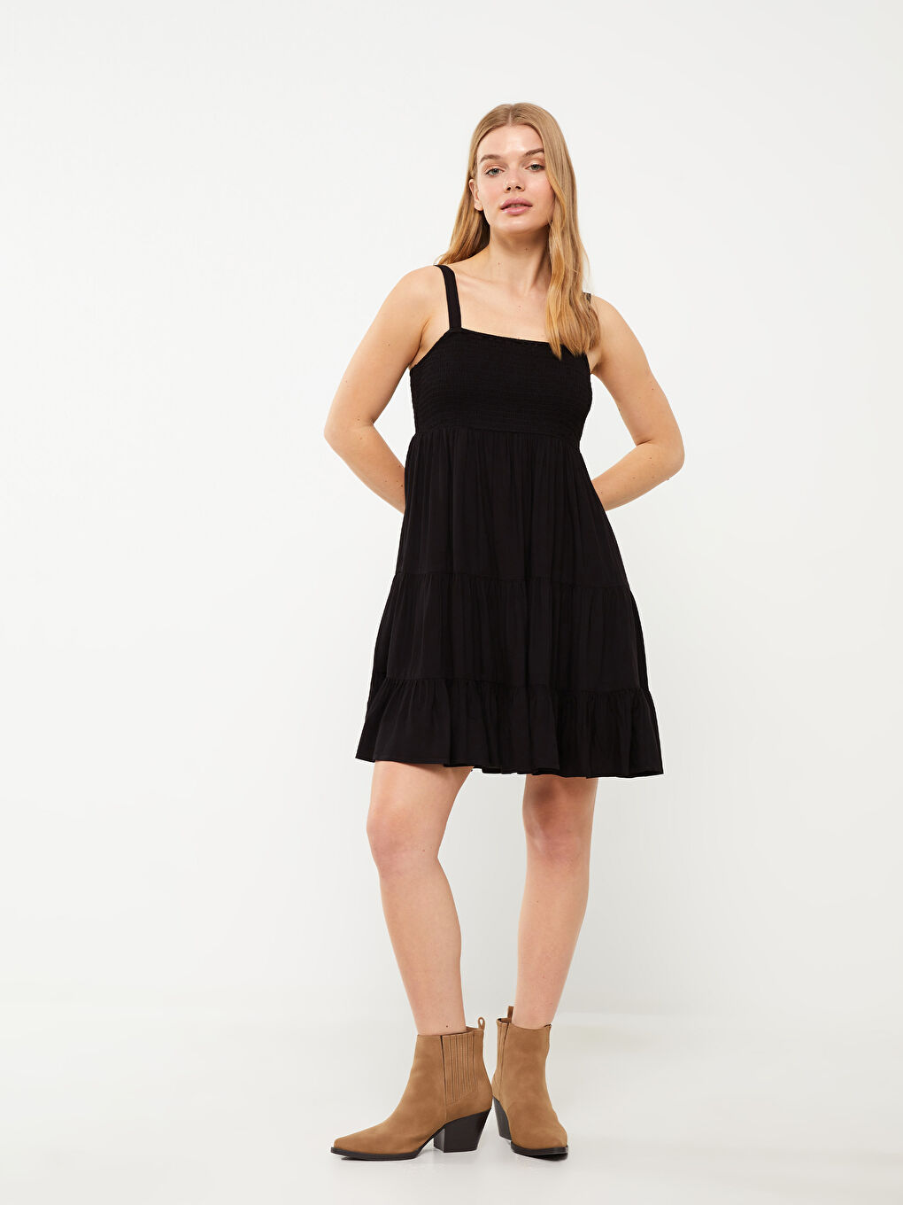 Square Collar Straight Strap Women's Dress -S3EC14Z8-RQL