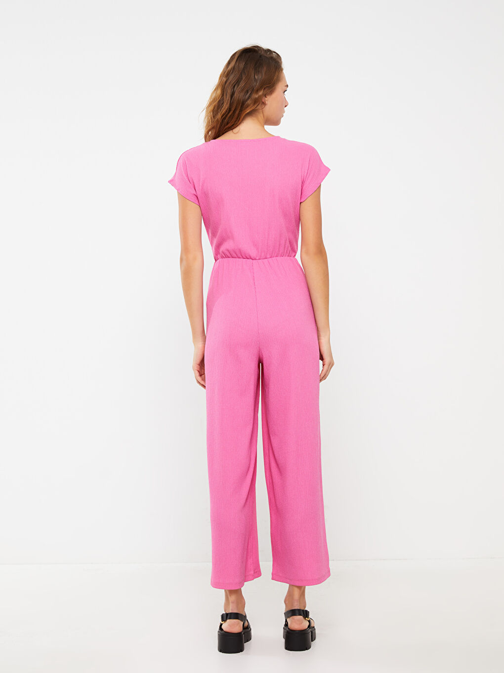【BAON】[unisex] Doinin 2way string color over work jk LCW Vision Women's Double Breasted Collar Straight Jumpsuit