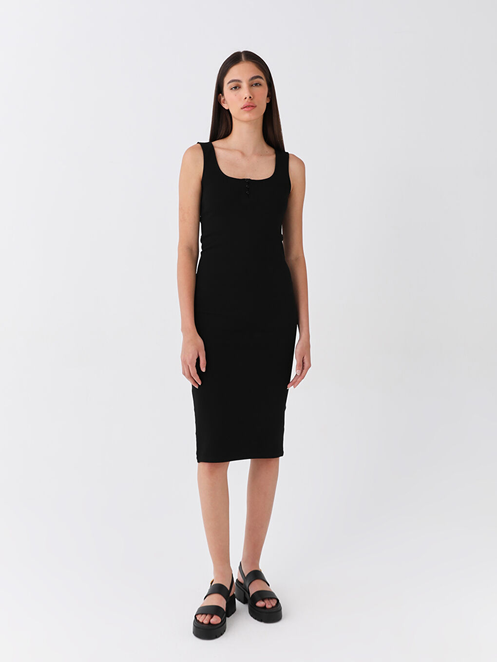U-Neck Straight Strap Women's Bodycon Dress -S3EC24Z8-RQL