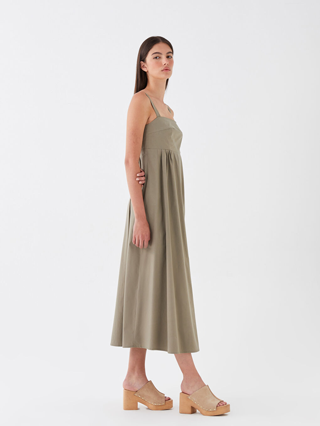 LC Waikiki Square Collar Straight Strap Poplin Women's Dress -S3EC25Z8-GW9