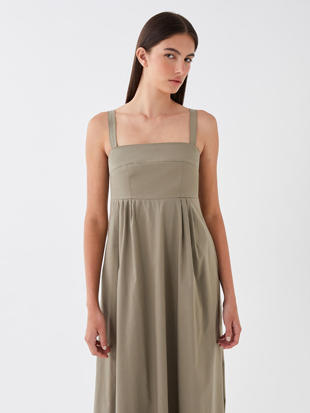 LC Waikiki Square Collar Straight Strap Poplin Women's Dress -S3EC25Z8-GW9