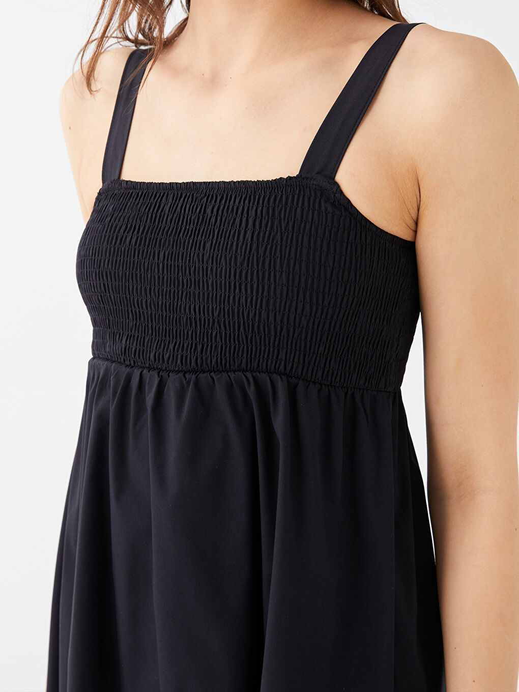 Square Collar Straight Strap Poplin Women's Dress -S3EC26Z8-RQL