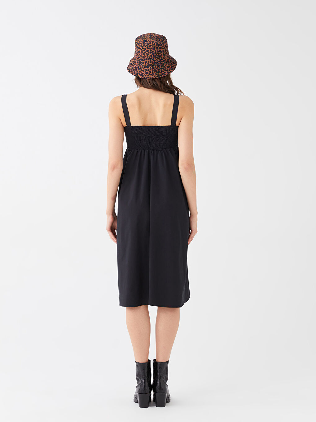 Square Collar Straight Strap Poplin Women's Dress -S3EC26Z8-RQL
