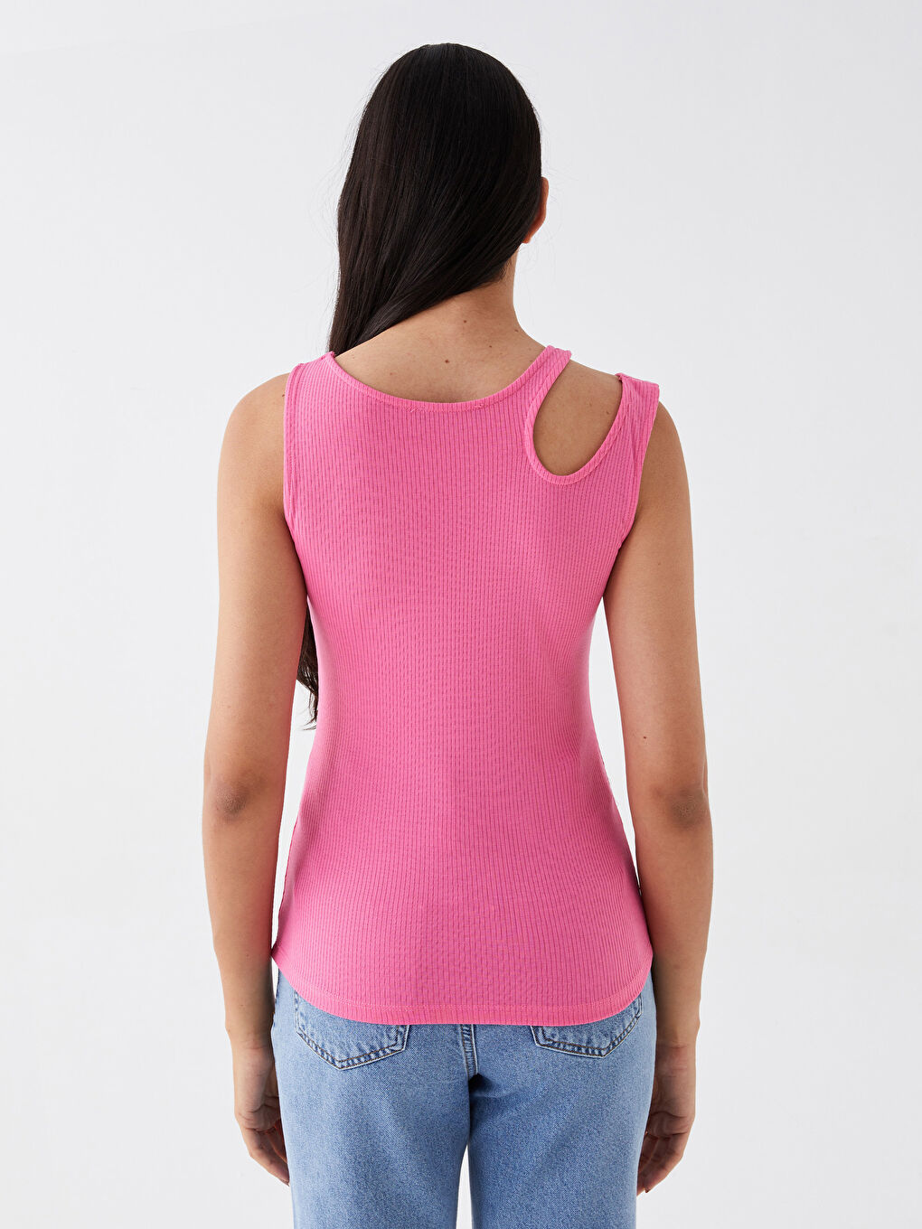 Maiou Femei cu Detalii Fereastră și Guler Rotund-4