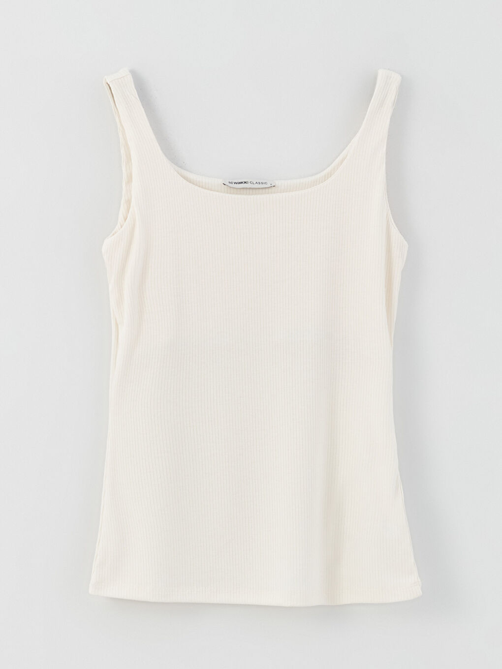 Ekru U Yaka Düz Askılı Kadın Atlet-5