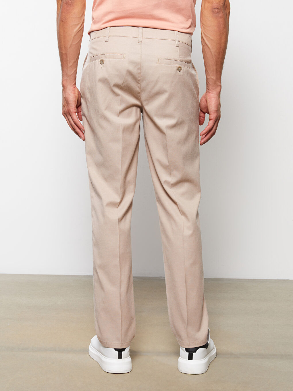 Bej Slim Fit Armürlü Erkek Pantolon-8