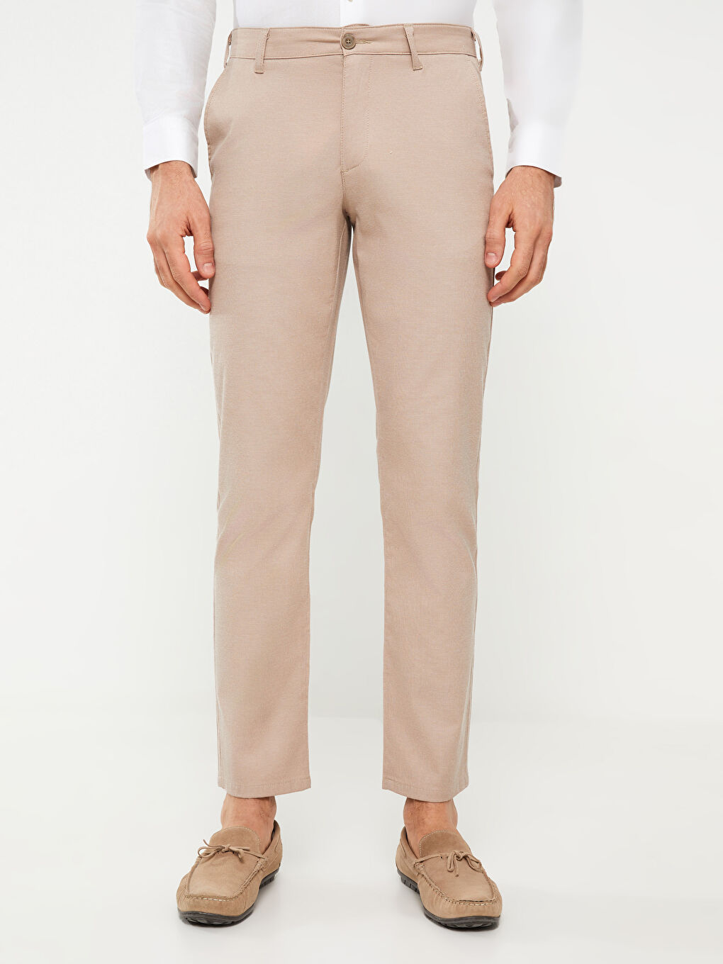 Bej Slim Fit Armürlü Erkek Pantolon-7