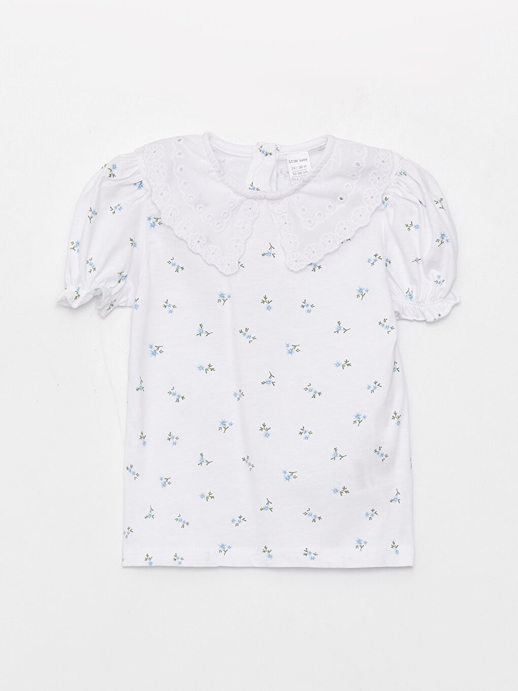 LCW baby Bebe Collar Short Sleeve Patterned Baby Girl T-Shirt -S3EC66Z1-LU8