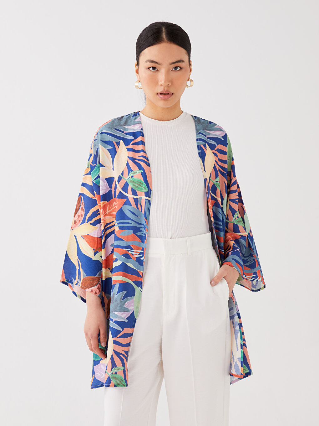 LCWAIKIKI Classic Shawl Collar Patterned Oversize Women's