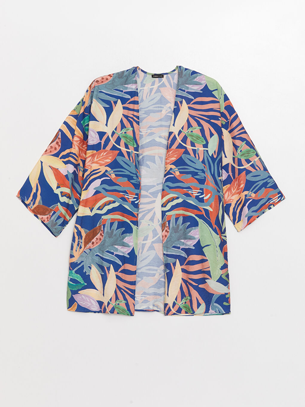 كيمونو نسائي واسع بنقشة وياقة شال-5