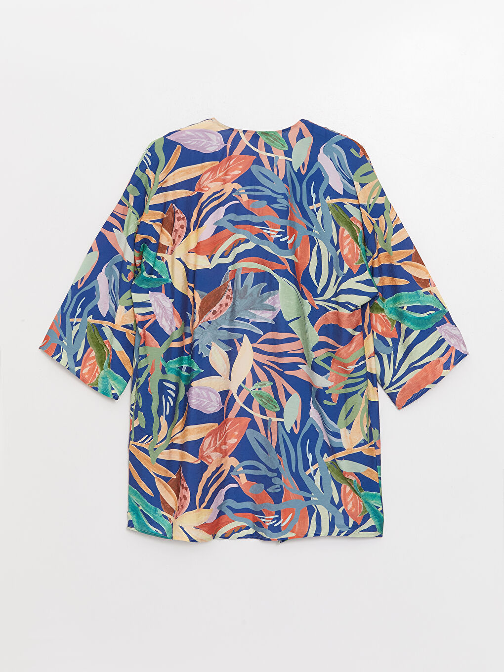 كيمونو نسائي واسع بنقشة وياقة شال-6