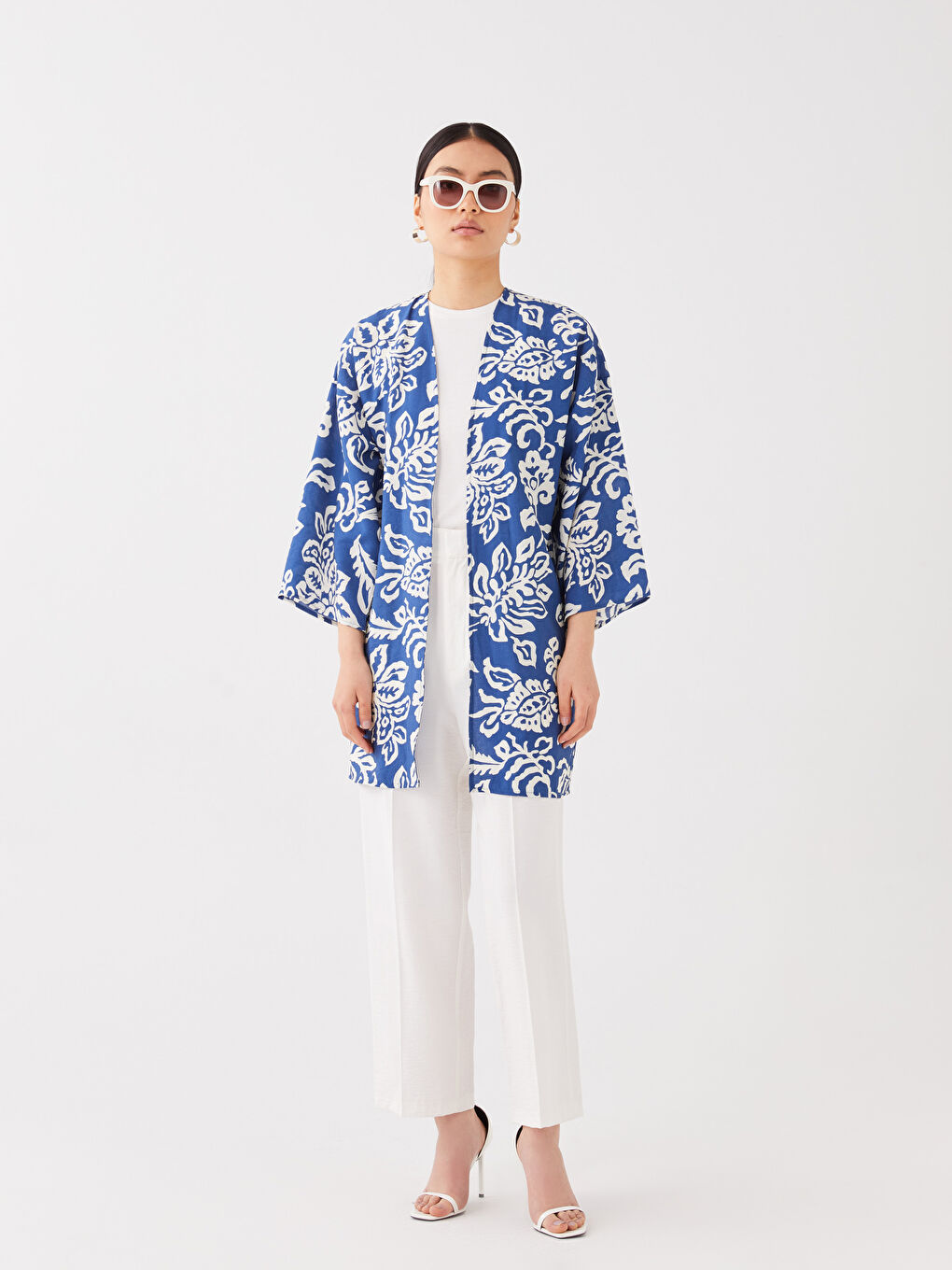 Shawl Collar Patterned Oversize Women's Kimono -S3EC81Z8-LQQ