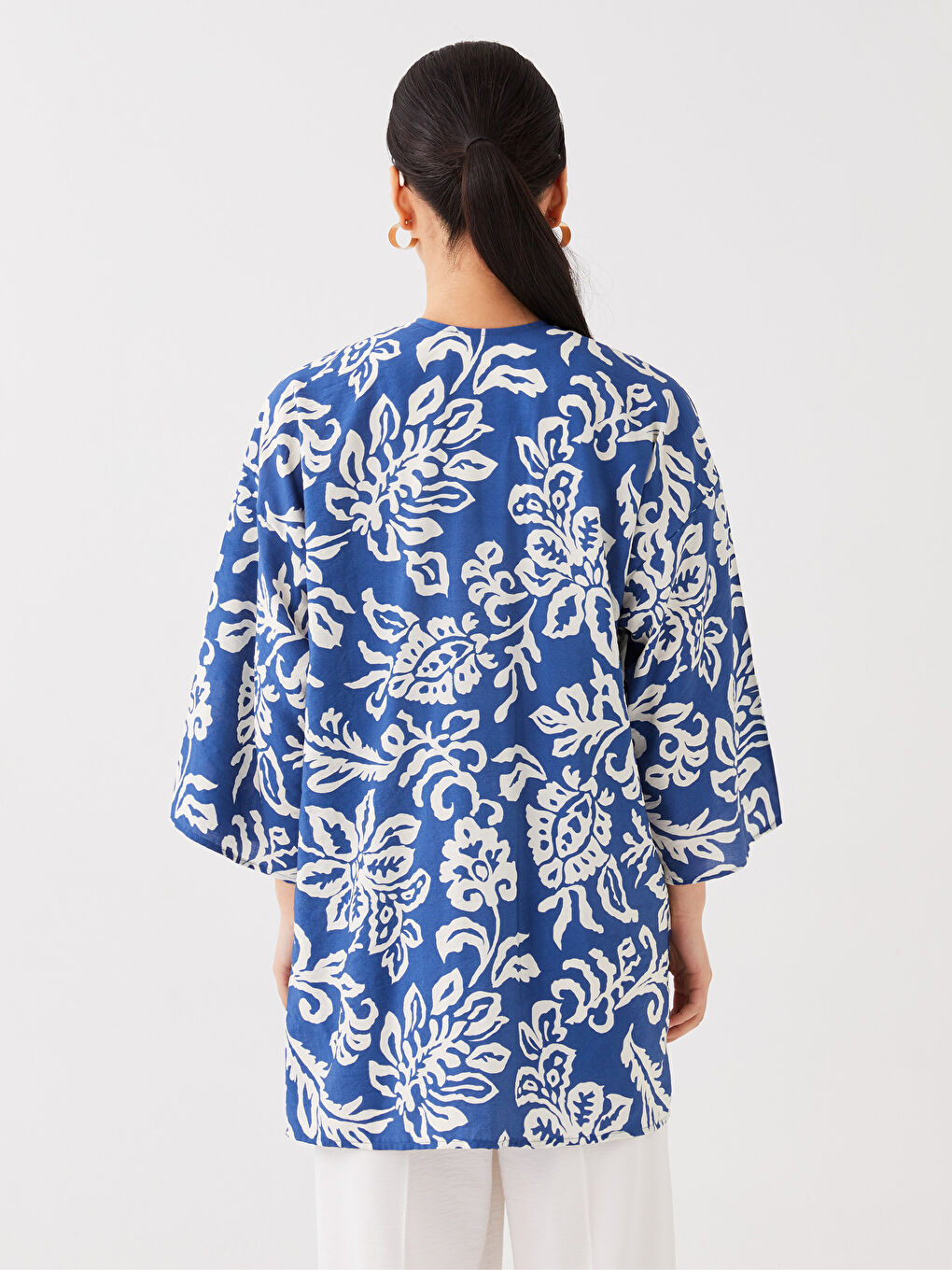 Shawl Collar Patterned Oversize Women's Kimono -S3EC81Z8-LQQ