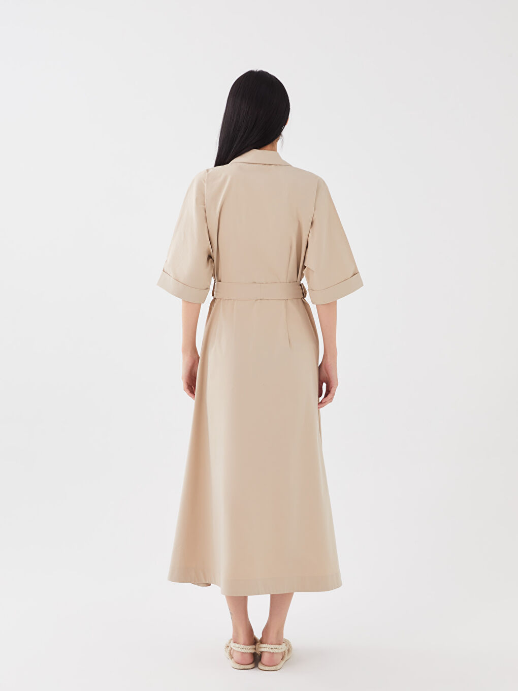 Women's Plain Shirt Dress -S3EC83Z8-QYX